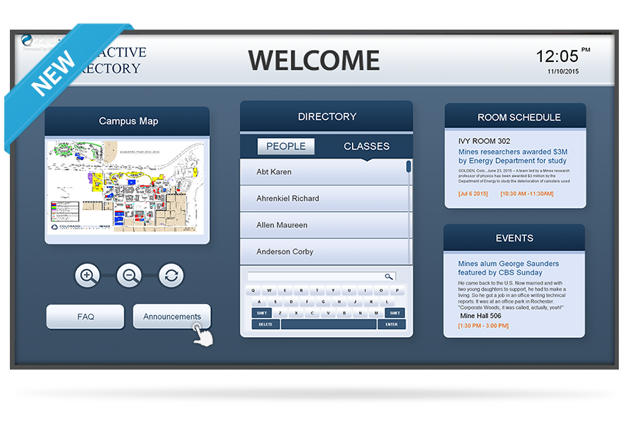college campus touch screen digital signage