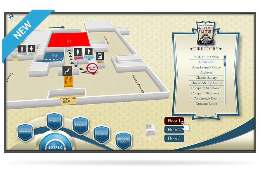 commercial building touchscreen lobby directory