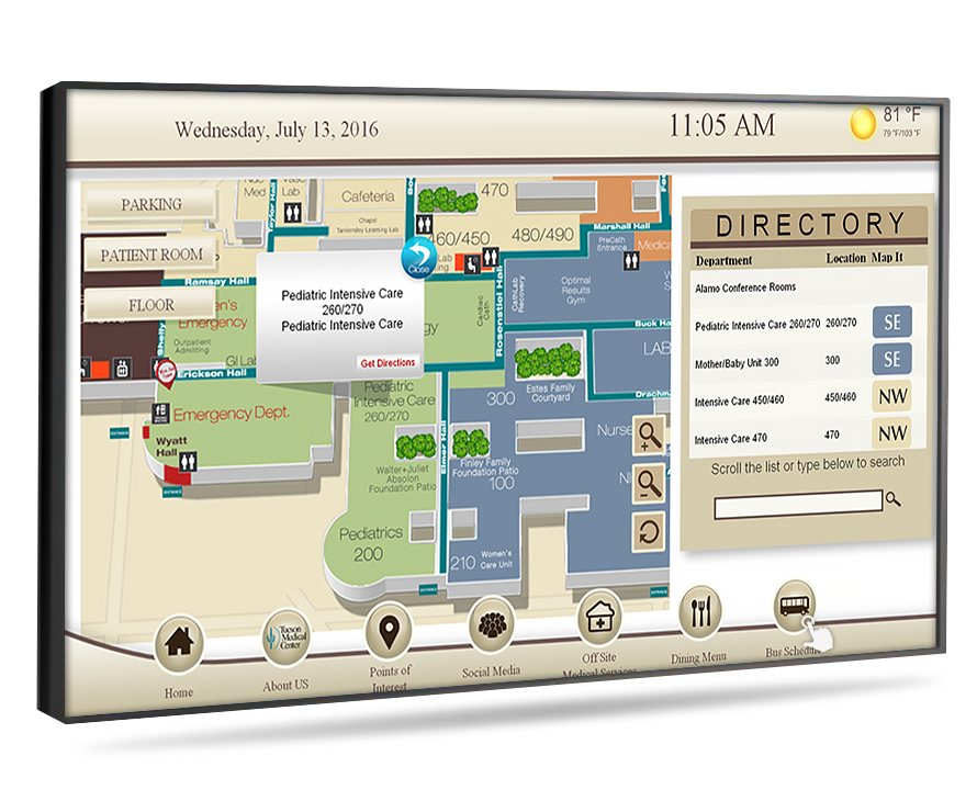 hospital wayfinding digital signage