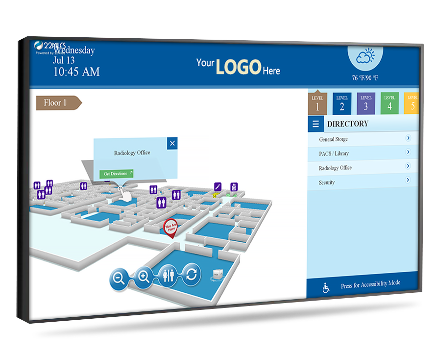 touchscreen wayfinding digital signage for hospitals