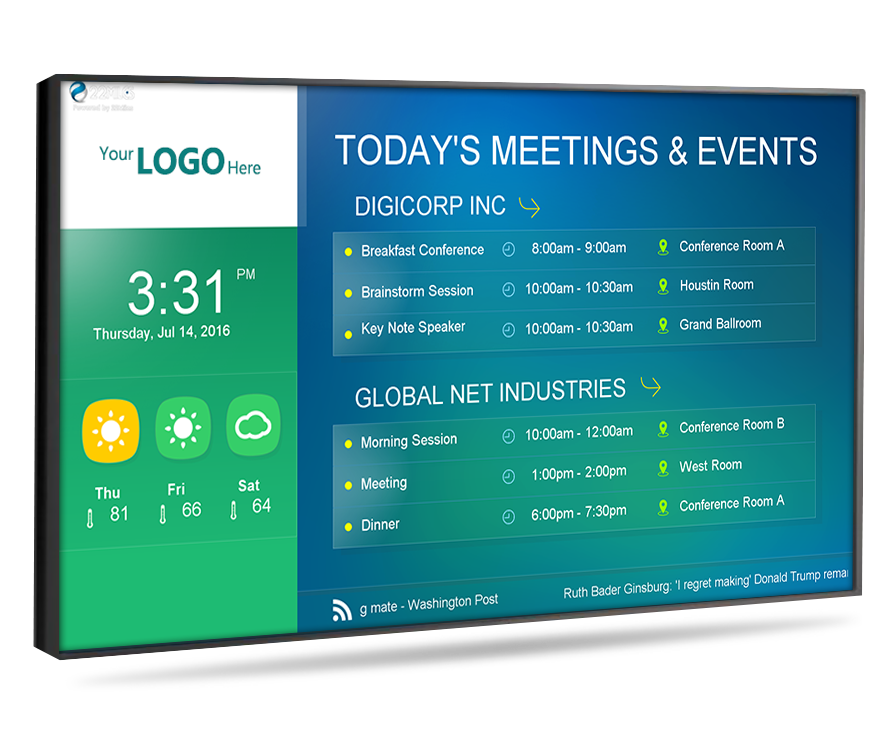 digital signage for displaying meeting times