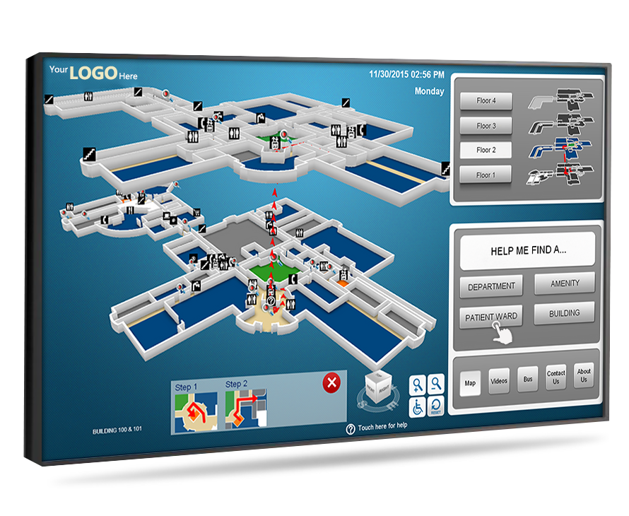 hospital touchscreen wayfinding digital signage